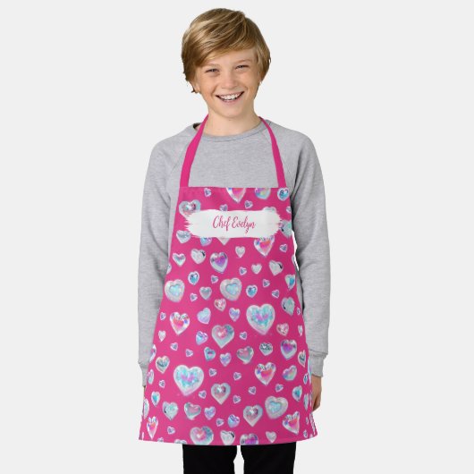 Hübsche 3D-Funkelnd Kristall-Edelstein-herzen auf Schürze (Getragen)