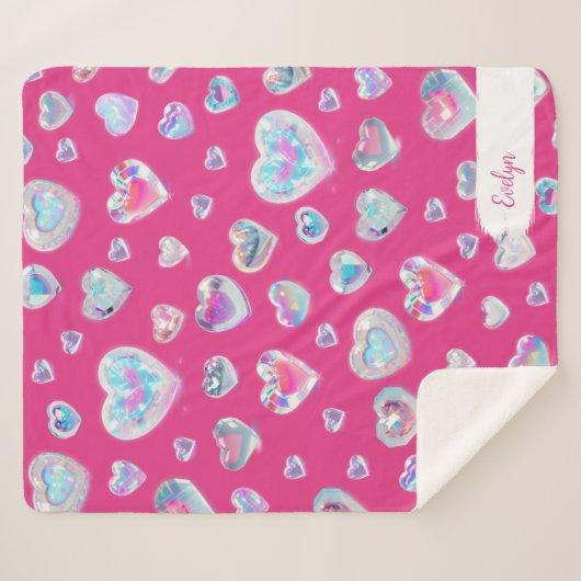 Hübsche 3D-Funkelnd Kristall-Edelstein-herzen auf  Sherpadecke (Vorderseite (Horizontal))