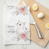 Hübsche aber wilde Kawaii Katze Rose Handtuch (Viertel Falte)