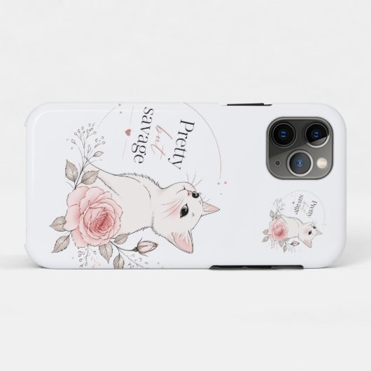 Hübsche aber wilde Kawaii Katze Rose Hülle (Rückseite (Horizontal))