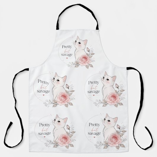 Hübsche aber wilde Kawaii Katze Rose Schürze (Vorderseite)