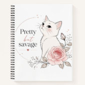 Hübsche aber wilde weiße Katze Rose Notizbuch (Vorderseite)