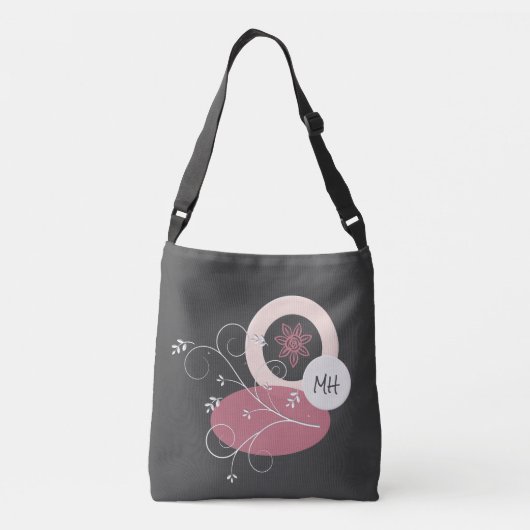 Hübsche Abstrakte Blätter Grau/Rosa Tasche (Rückseite)