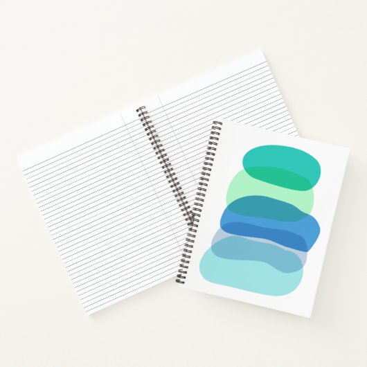 Hübsche Abstrakte geometrische Formen in Blau und Notizblock (Innenseite)