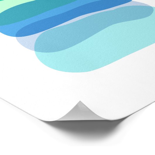 Hübsche Abstrakte geometrische Formen in Blau und  Poster (Ecke)