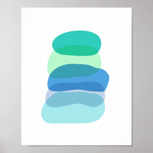 Hübsche Abstrakte geometrische Formen in Blau und Poster (Vorne)