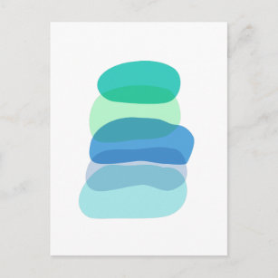 Hübsche Abstrakte geometrische Formen in Blau und  Postkarte