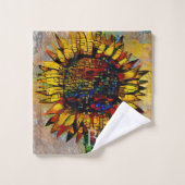Hübsche Abstrakte Sonnenblumenmalerei Badhandtuch Set (Waschlappen)