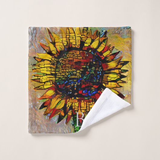 Hübsche Abstrakte Sonnenblumenmalerei Badhandtuch Set (Waschlappen)