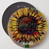 Hübsche Abstrakte Sonnenblumenmalerei Button (Vorne & Hinten)