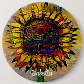 Hübsche Abstrakte Sonnenblumenmalerei Button (Vorderseite)