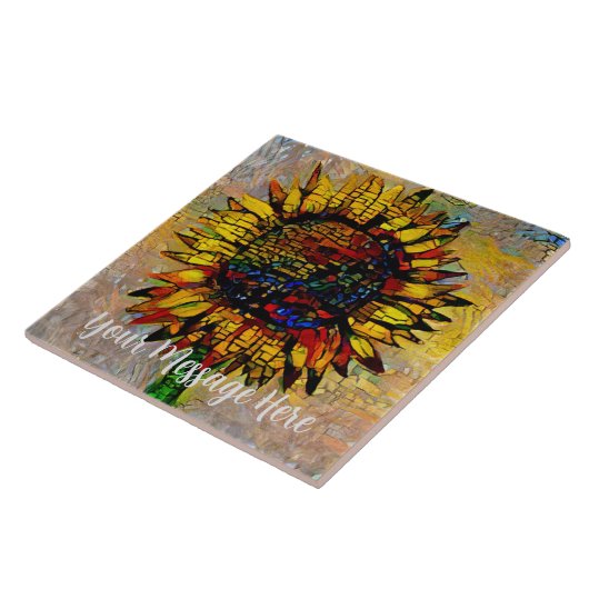 Hübsche Abstrakte Sonnenblumenmalerei Fliese (Seite)