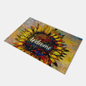 Hübsche Abstrakte Sonnenblumenmalerei Fußmatte (Schrägansicht)