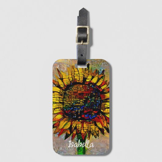 Hübsche Abstrakte Sonnenblumenmalerei Gepäckanhänger (Vorderseite Vertikal)