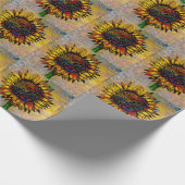 Hübsche Abstrakte Sonnenblumenmalerei Geschenkpapier (Ecke)