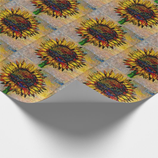 Hübsche Abstrakte Sonnenblumenmalerei Geschenkpapier (Ecke)