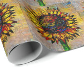 Hübsche Abstrakte Sonnenblumenmalerei Geschenkpapier (Rolleneckpunkt)