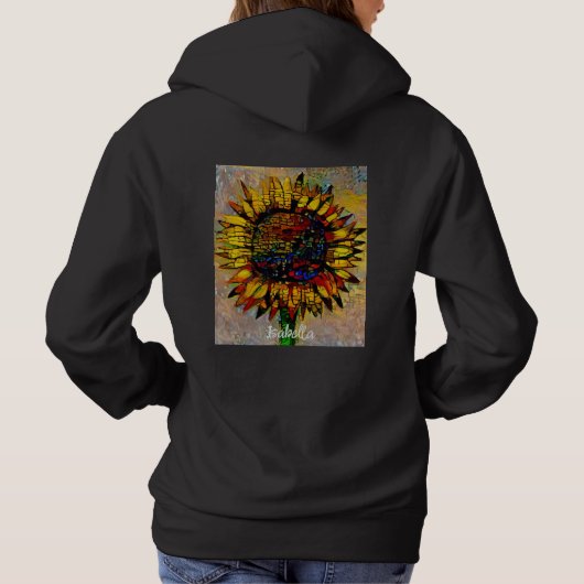 Hübsche Abstrakte Sonnenblumenmalerei Hoodie (Rückseite)