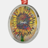 Hübsche Abstrakte Sonnenblumenmalerei Ornament Aus Metall (Links)