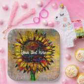 Hübsche Abstrakte Sonnenblumenmalerei Pappteller (Party)