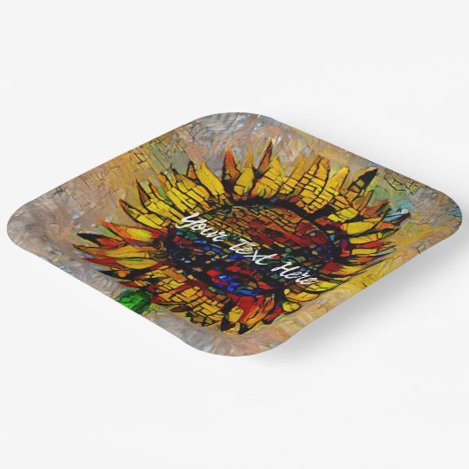 Hübsche Abstrakte Sonnenblumenmalerei Pappteller (Gewinkelt)