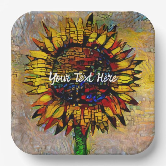 Hübsche Abstrakte Sonnenblumenmalerei Pappteller (Vorderseite)