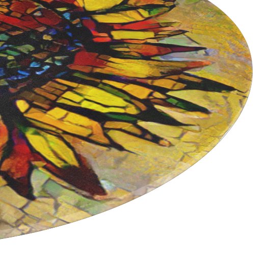 Hübsche Abstrakte Sonnenblumenmalerei Schneidebrett (Ecke)