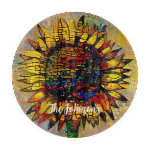 Hübsche Abstrakte Sonnenblumenmalerei Schneidebrett