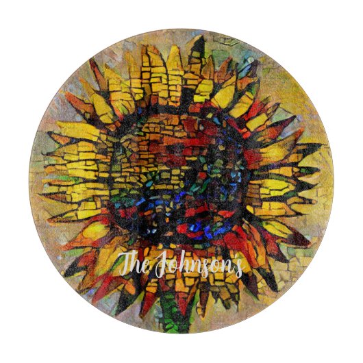 Hübsche Abstrakte Sonnenblumenmalerei Schneidebrett (Vorderseite)