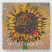 Hübsche Abstrakte Sonnenblumenmalerei Steinuntersetzer (Vorderseite)