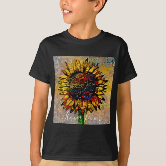 Hübsche Abstrakte Sonnenblumenmalerei T-Shirt (Vorderseite)