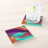 Hübsche Abstrakte Strandkunst Glasuntersetzer (Schrägansicht)