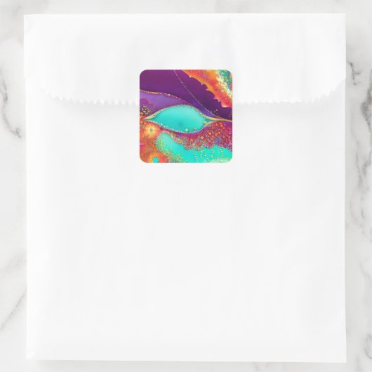 Hübsche Abstrakte Strandkunst Quadratischer Aufkleber (Tasche)