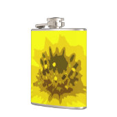 Hübsche Abstrakte Vivid Yellow Daisy Blume Flachmann (Links)