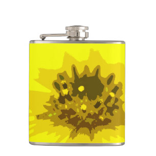 Hübsche Abstrakte Vivid Yellow Daisy Blume Flachmann