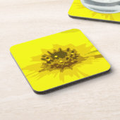 Hübsche Abstrakte Vivid Yellow Daisy Blume Getränkeuntersetzer (Linke Seite)