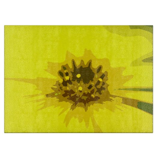 Hübsche Abstrakte Vivid Yellow Daisy Blume Schneidebrett (Vorderseite)