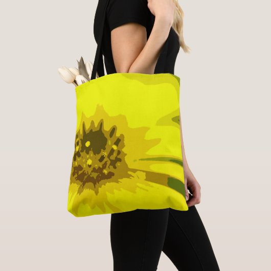 Hübsche Abstrakte Vivid Yellow Daisy Blume Tasche (Von Nahem)