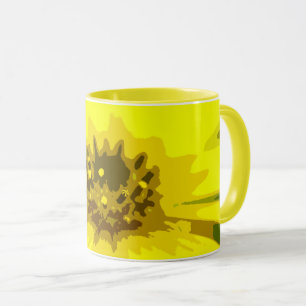 Hübsche Abstrakte Vivid Yellow Daisy Blume Tasse