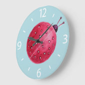 Hübsche Abstrakte Wasserfarbe Ladybug Kinder Große Wanduhr (Winkel)