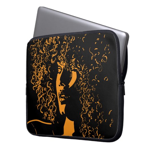 Hübsche Afrikanerin mit afro-haargeschmücktem Port Laptopschutzhülle (Vorderseite Links)