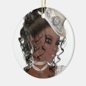 Hübsche afrikanische amerikanische Frau Keramikornament (Links)