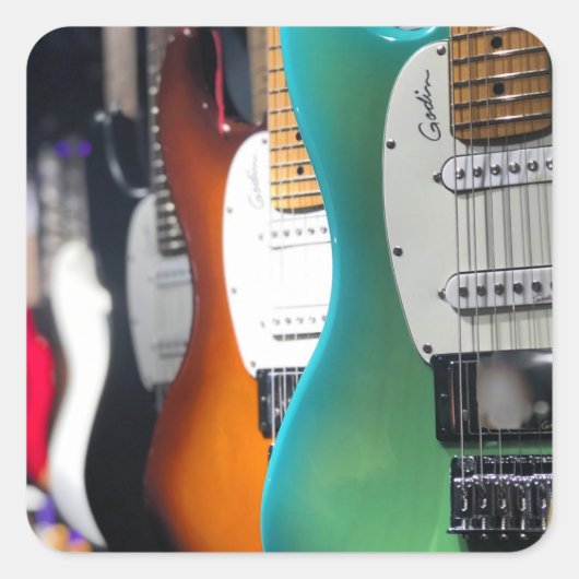 Hübsche akustische Gitarre Quadratischer Aufkleber (Vorderseite)