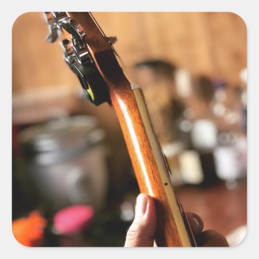Hübsche akustische Gitarre Quadratischer Aufkleber (Vorderseite)