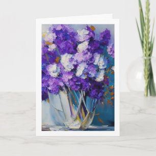 Hübsche alte violette Blumen In Gedanken bei Dir Karte