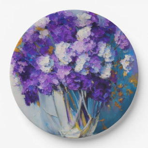 Hübsche alte violette Blumen Pappteller