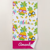 Hübsche Ananas Aloha Girly Strandtuch (Vorderseite)