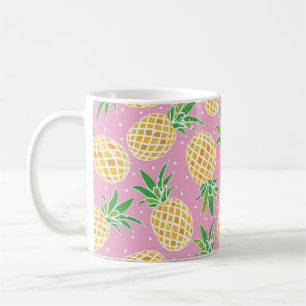 Hübsche Ananas auf grunge rosa punktiertem Hinterg Kaffeetasse