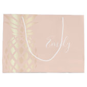 Hübsche Ananas aus Kupfer, Rose aus Gold und Rosa Große Geschenktüte (Rückseite)