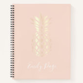Hübsche Ananas aus Kupfer, Rose aus Gold und Rosa Notizblock (Vorderseite)